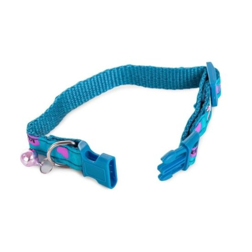 Тканинний нашийник для кішки та собаки з дзвіночком ширина 1,5 см блакитний